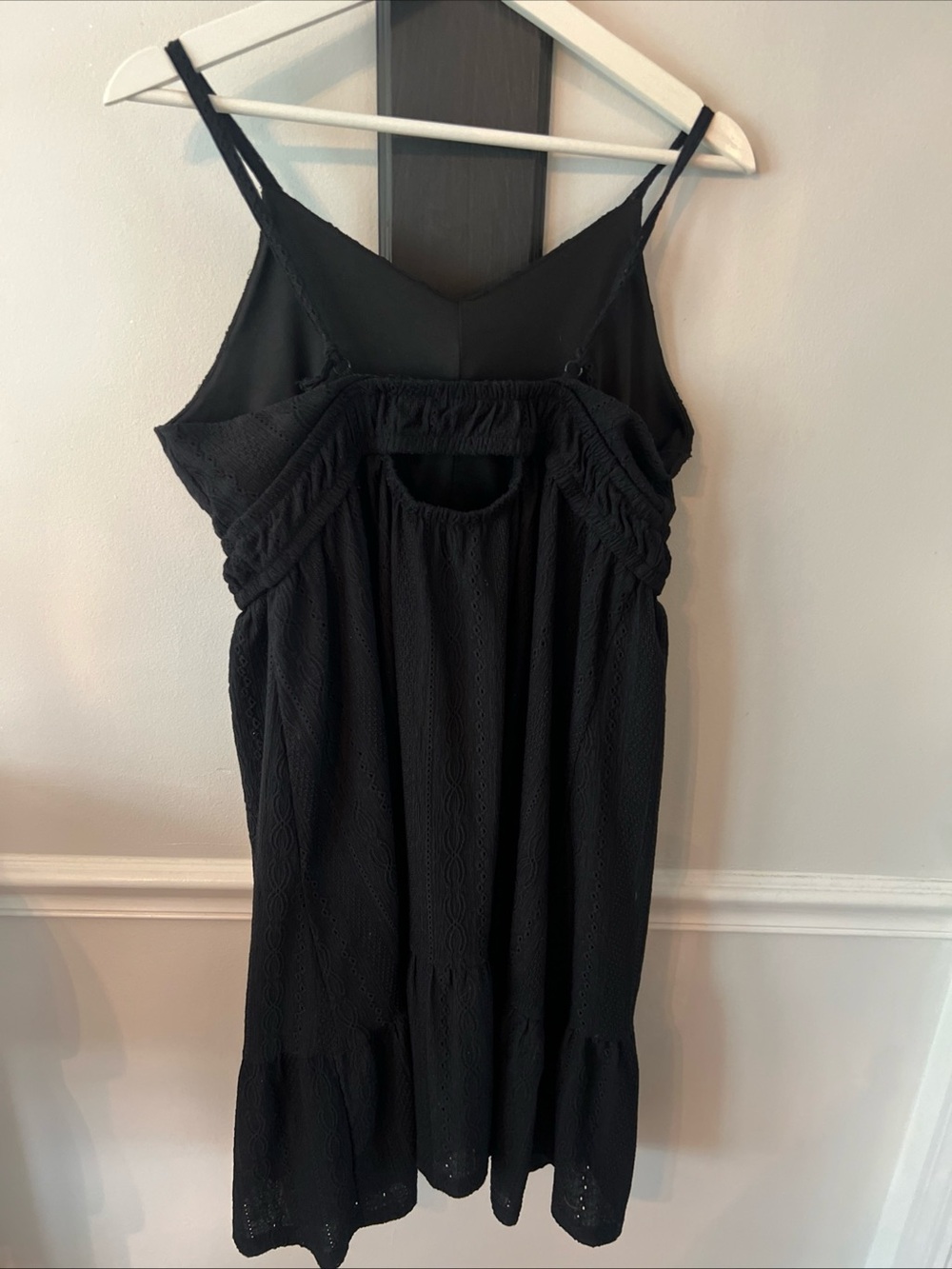 Black Eyelet Mini Dress with Cutout Detail